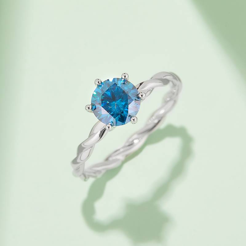直臂藤蔓S925银镀白金MoissaniteWomen's Ring1ctD级